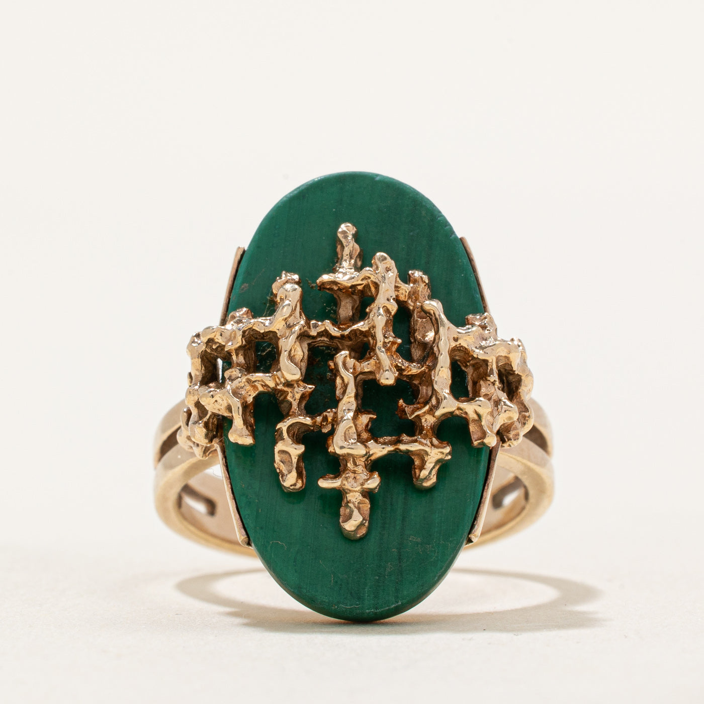 Bague cocktail texturée en malachite | 7,00 ct | Taille 8,5
