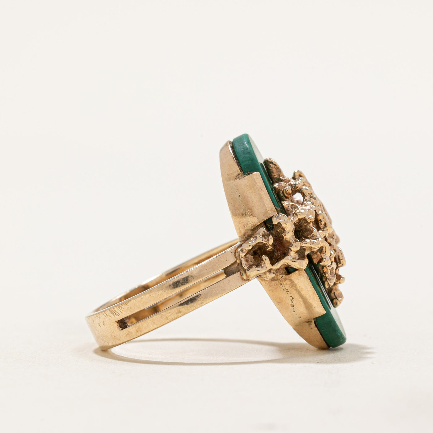 Bague cocktail texturée en malachite | 7,00 ct | Taille 8,5