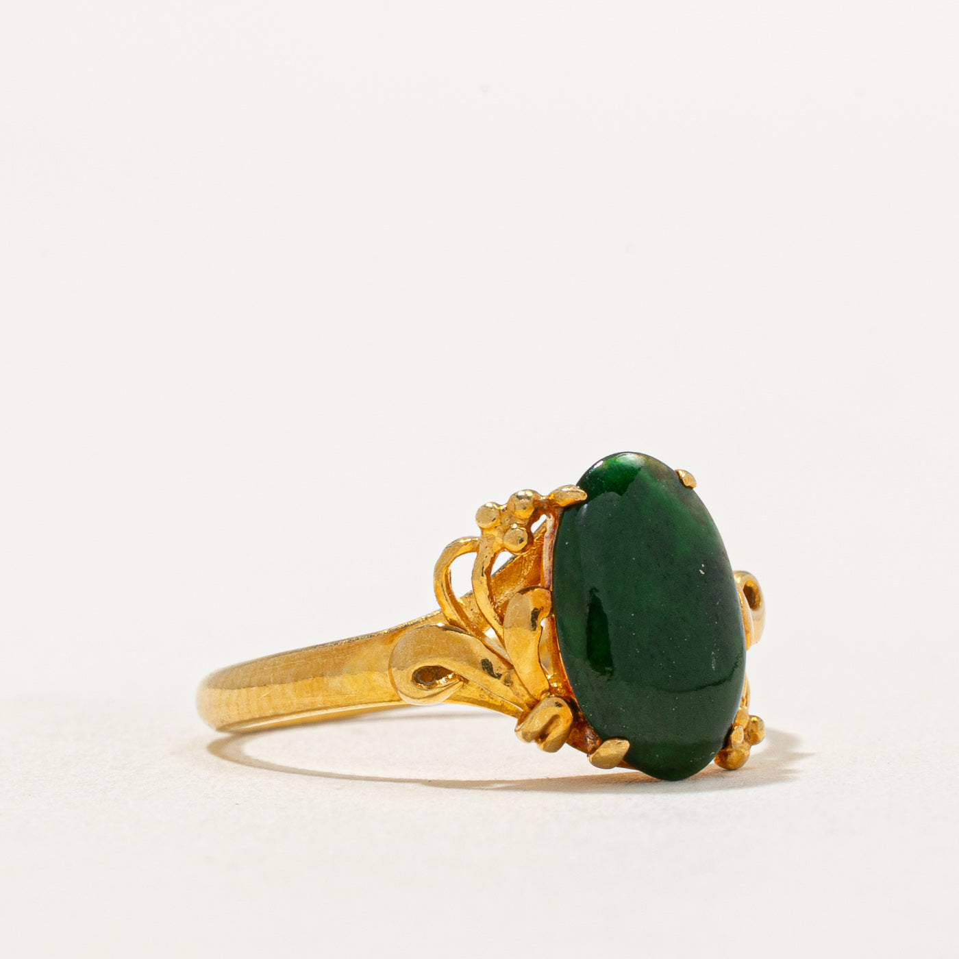 Oval Cabochon Nephrite Jade Ring | 1.00ct | SZ 6.5
