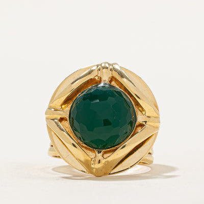 Round Cabochon Chrysoprase Cocktail Ring | 3.50ct | SZ 8