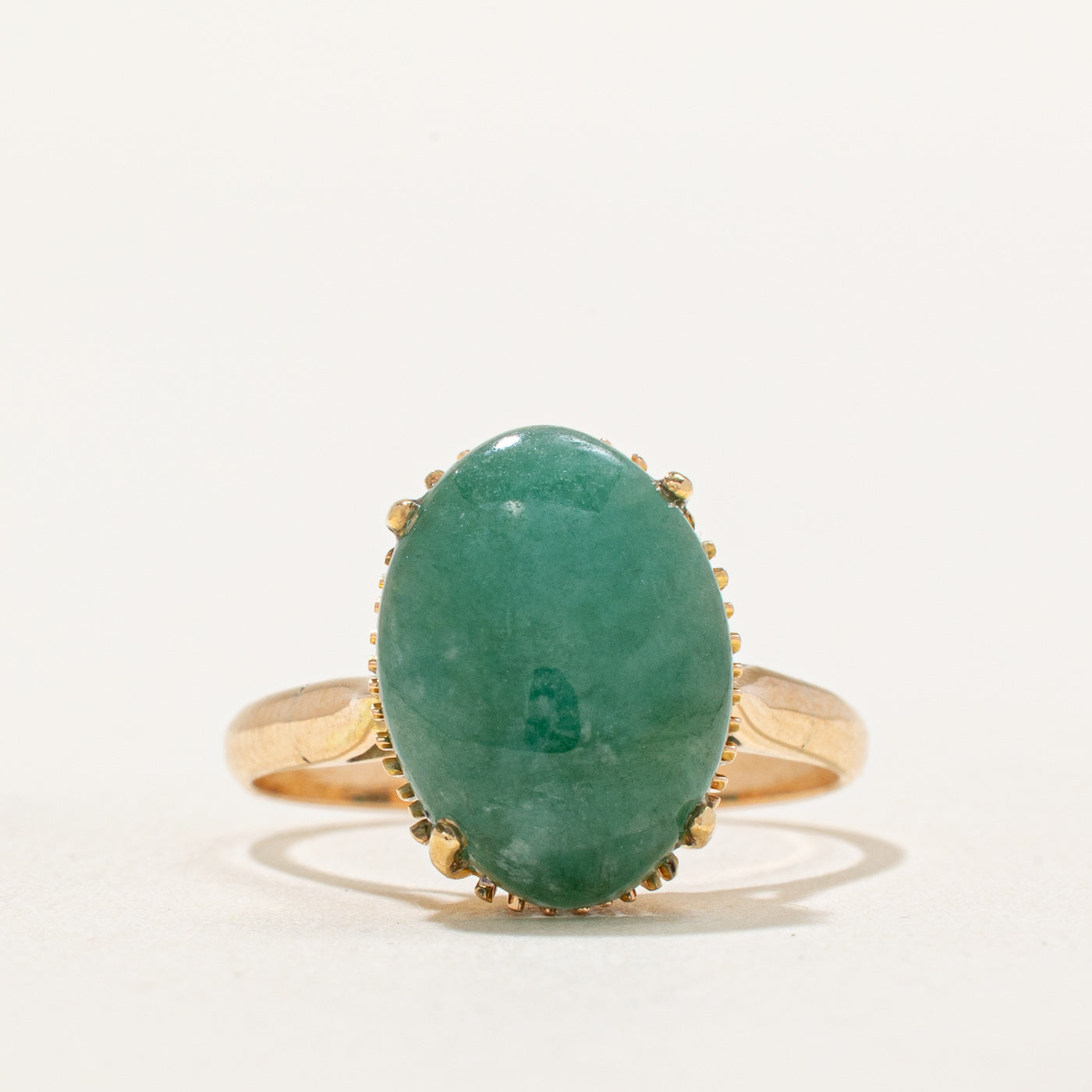 Oval Cabochon Aventurine Quartz Cocktail Ring | 3.70ct | SZ 7.5