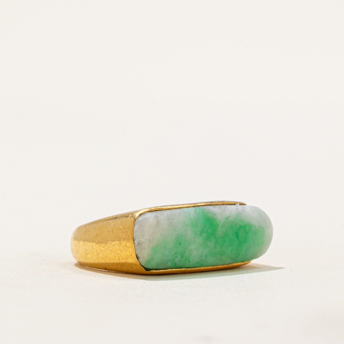 24K East West Cabochon Jade Ring | 3.00ct | SZ 7