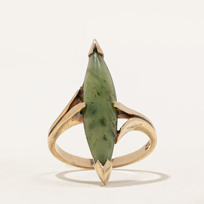 Nephrite Jade Bypass Navette Ring | 2.50ct | SZ 6.25