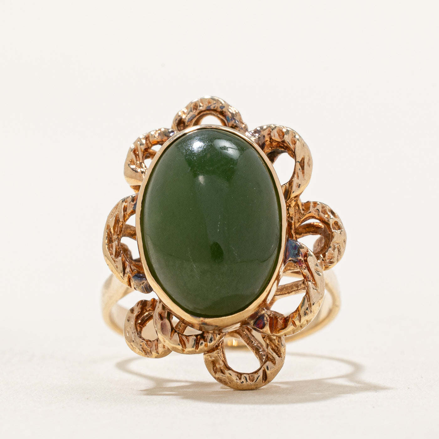 Nephrite Jade Openwork Cocktail Ring | 5.50ct | SZ 5.5