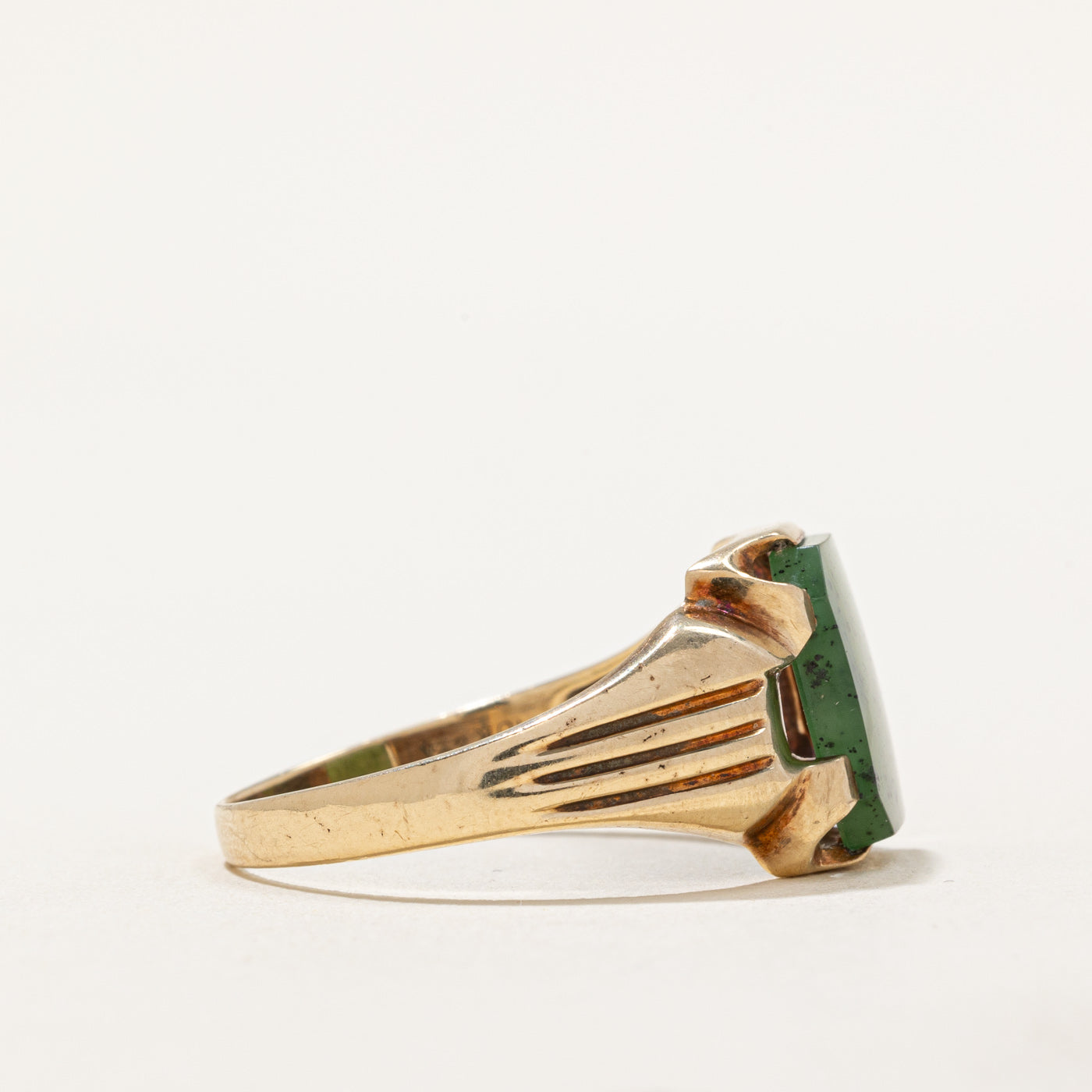 Nephrite Jade Grooved Cocktail Ring | 2.60ct | SZ 12.5