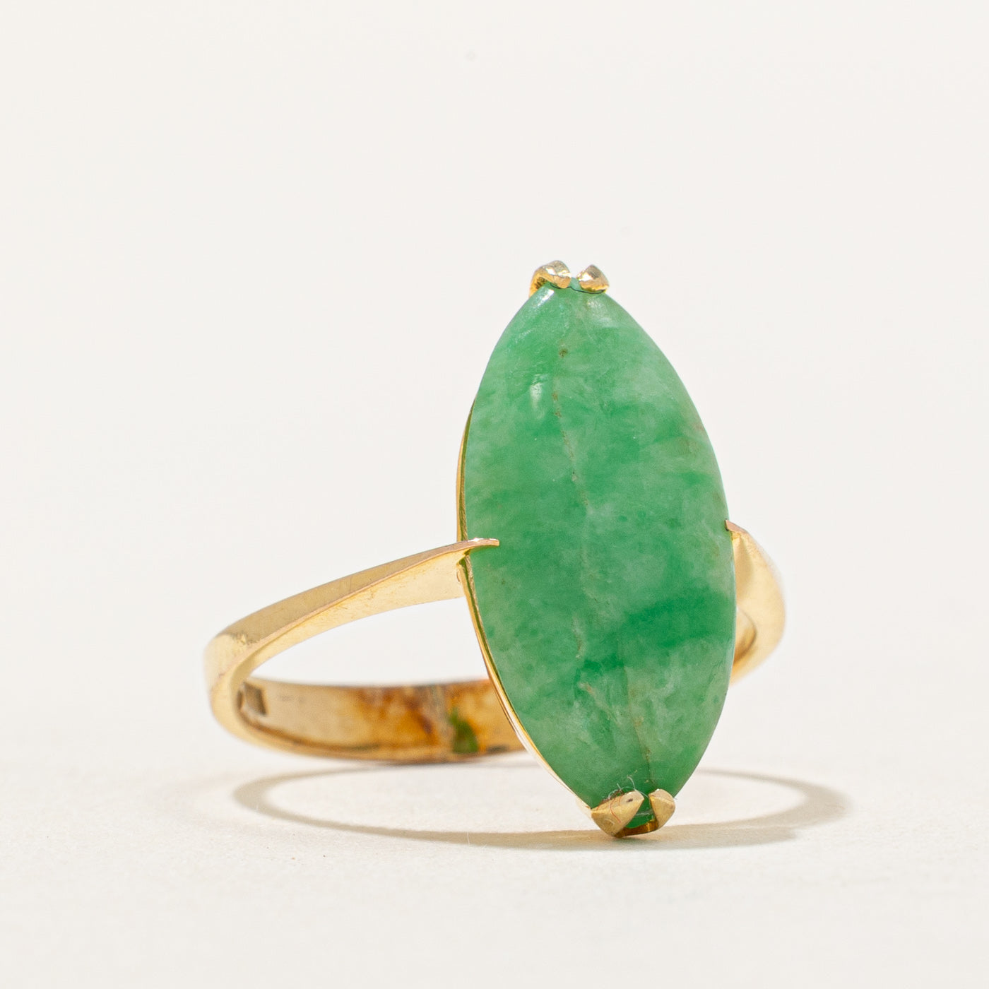 Solitaire Marquise Cabochon Jade Cocktail Ring | 3.60ct | SZ 4.5