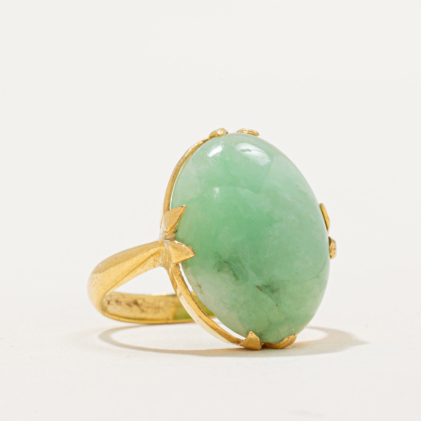 Single Stone Treated Jade Cocktail Ring | 12.00ct | SZ 4.75