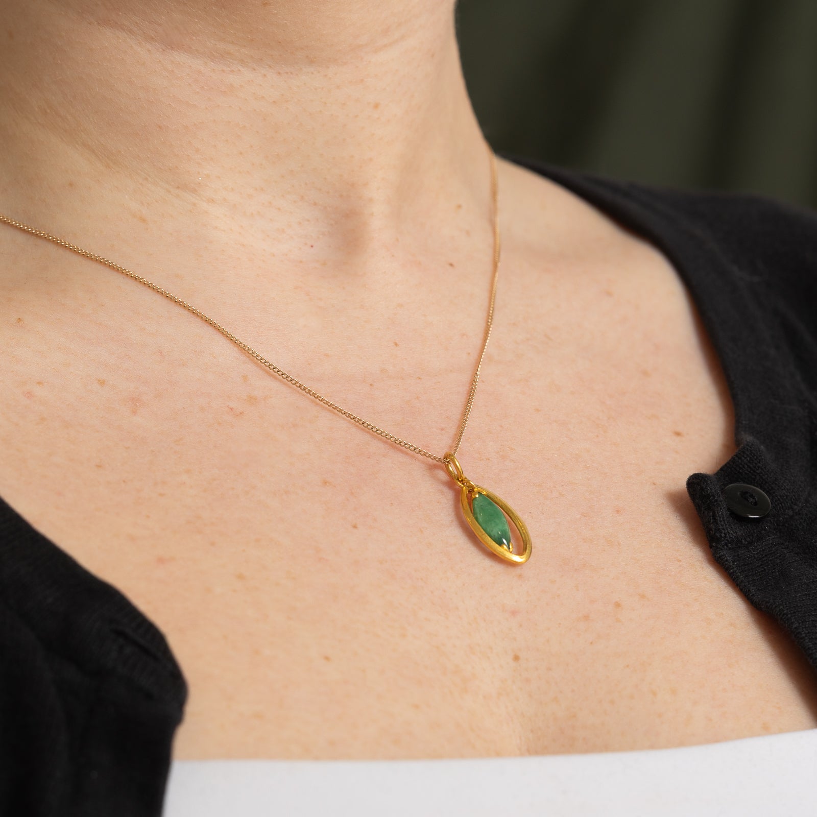 Marquise Cabochon Jadeite Pendant | 1.80ct