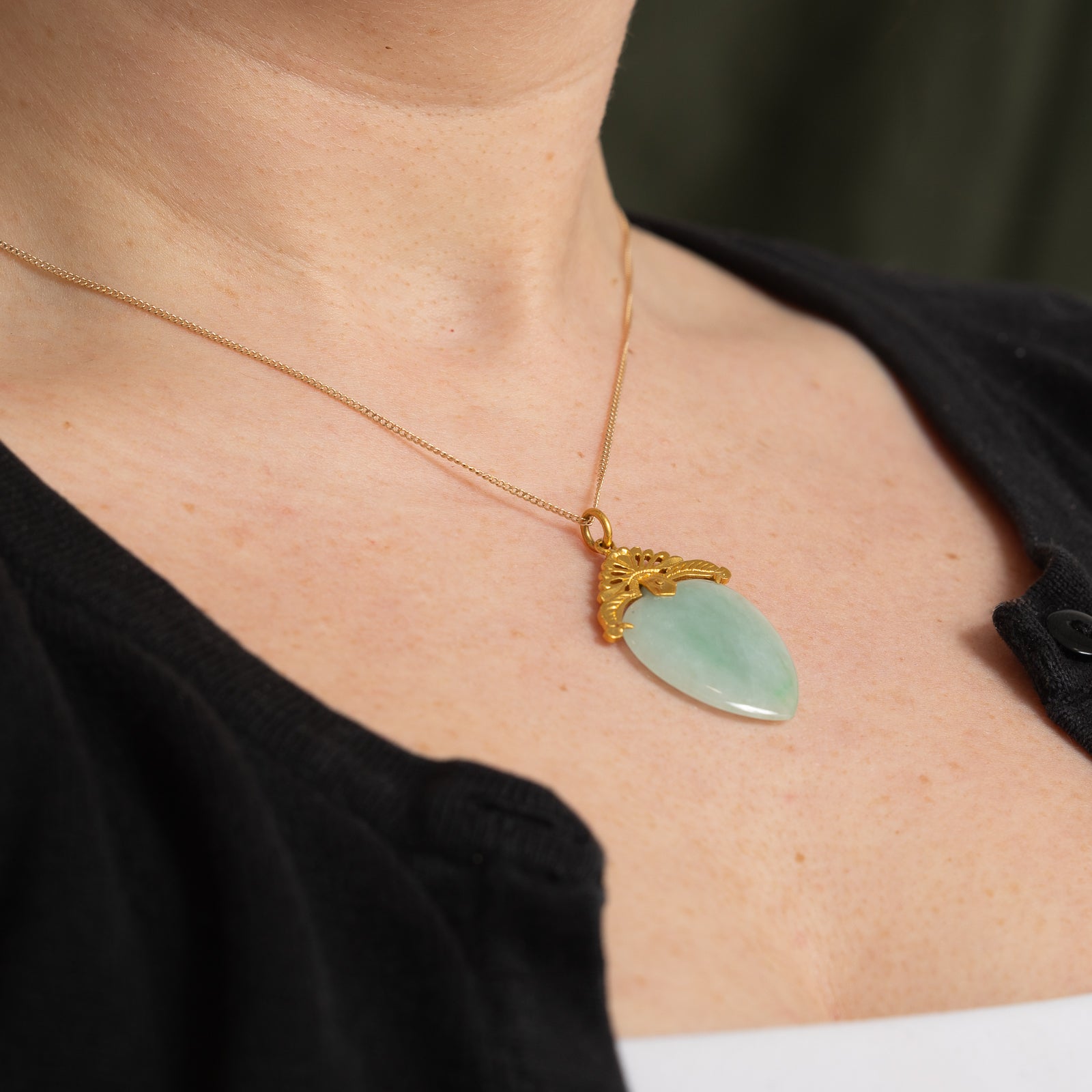 24k Heart Cut Jadeite Pendant | 35.00ct