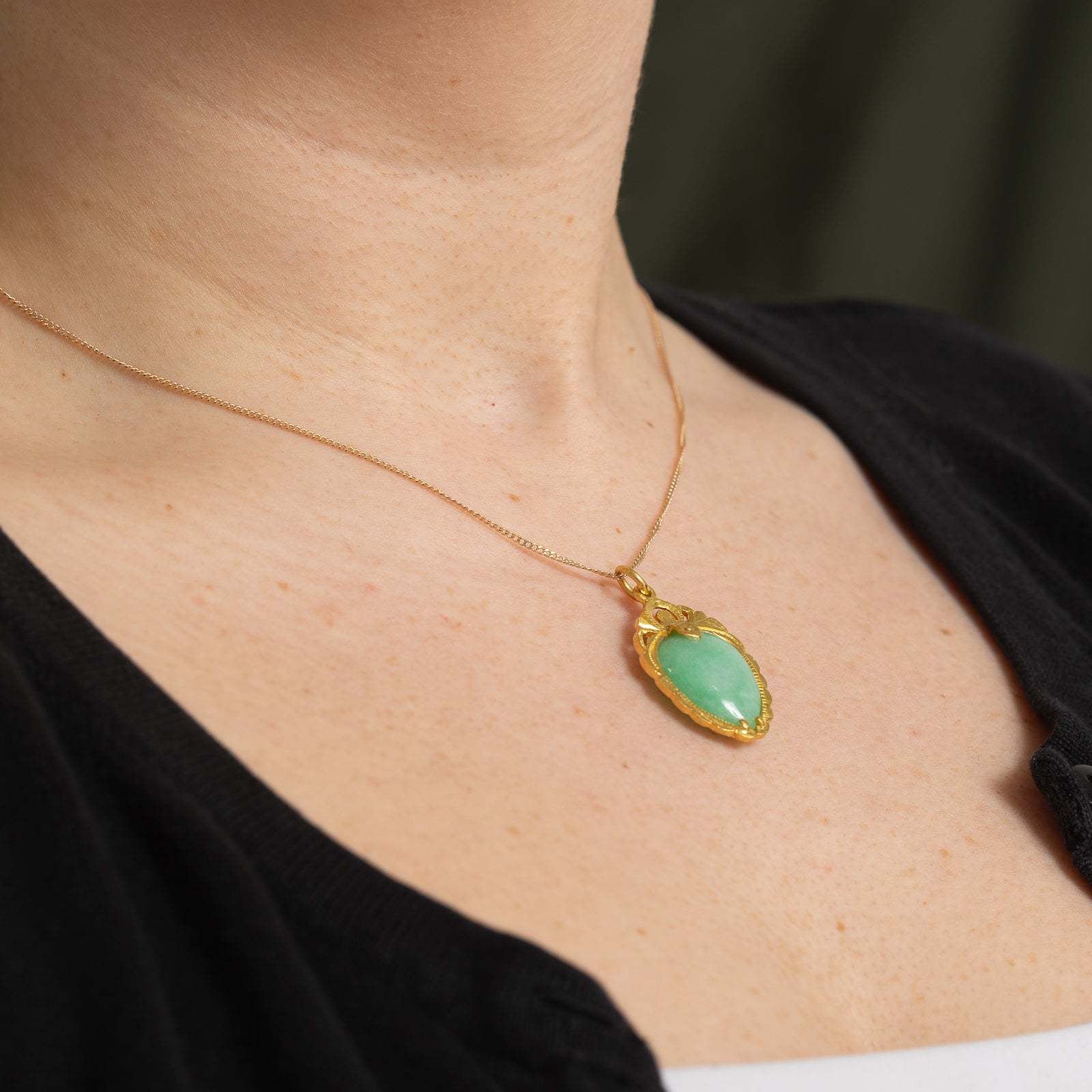 Pear Shaped Jadeite Textured Pendant | 25.00ct