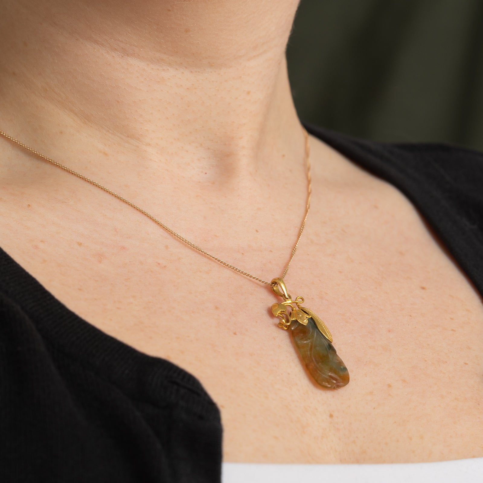 Carved Jadeite Pendant | 14.00ct