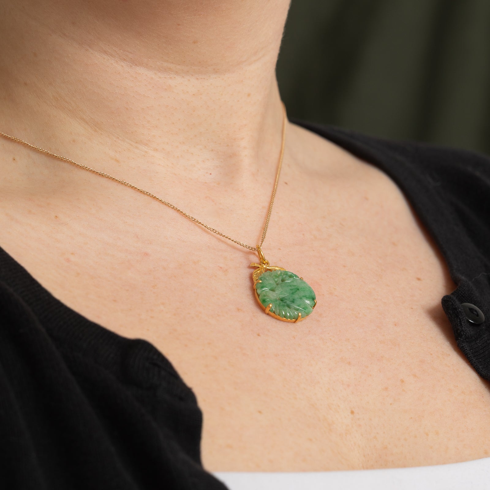 Carved Jadeite Circle Pendant | 12.00ct