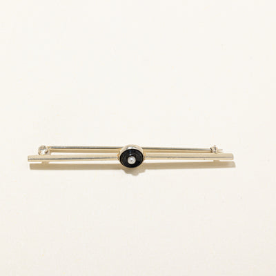 Onyx & Pearl Brooch | 0.60ct, 2.20mm
