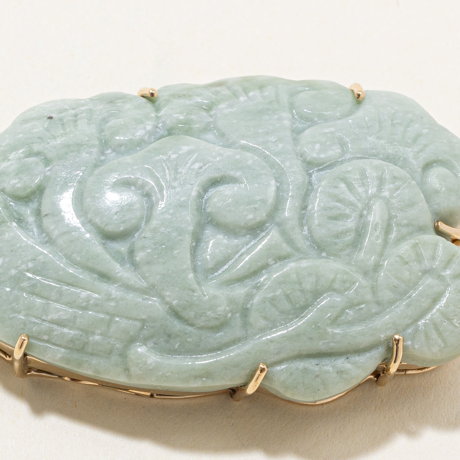 Carved Serpentine Brooch | 100.00ct