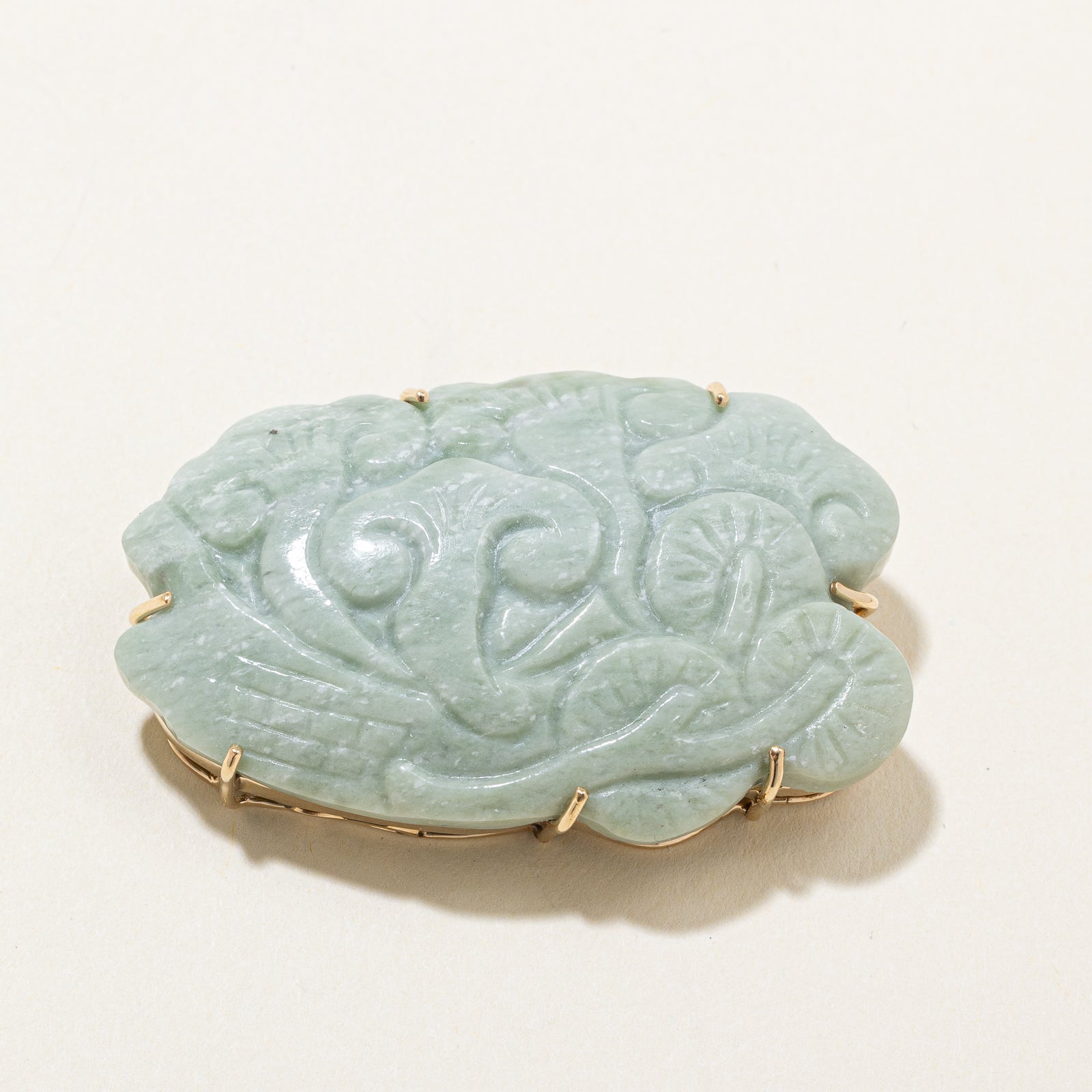 Carved Serpentine Brooch | 100.00ct