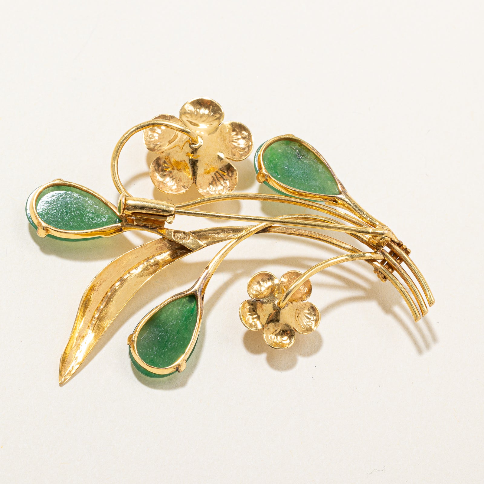 Nephrite Jade Floral Brooch | 7.50ctw