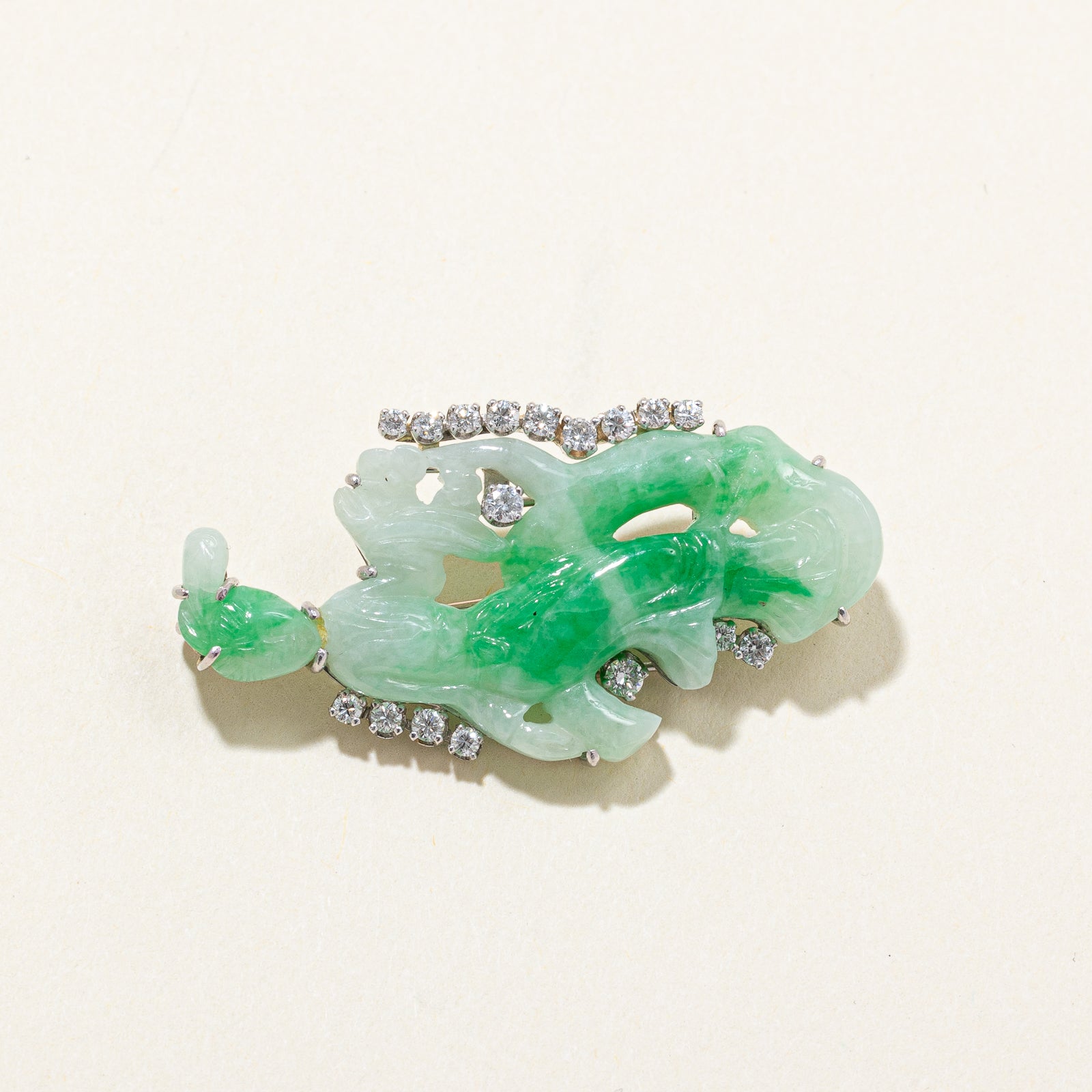 Jadeite & Diamond Brooch & Pendant | 24.00ct, 0.90ctw