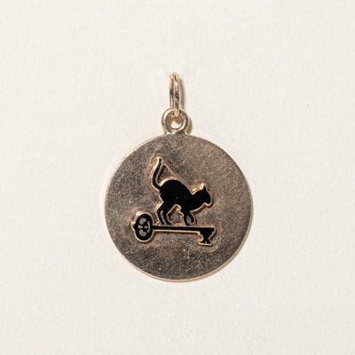10k Yellow Gold & Enamel Cat Pendant