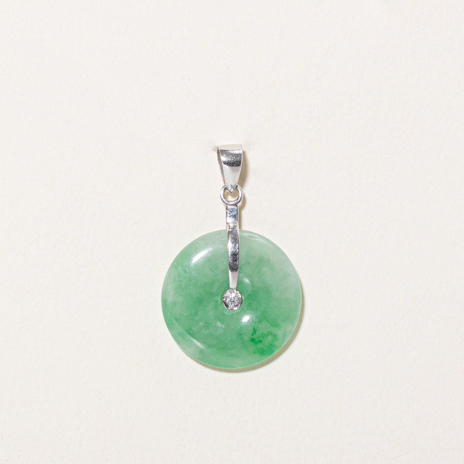 Circle Jadeite & Diamond Pendant | 5.50ct, 0.01ct