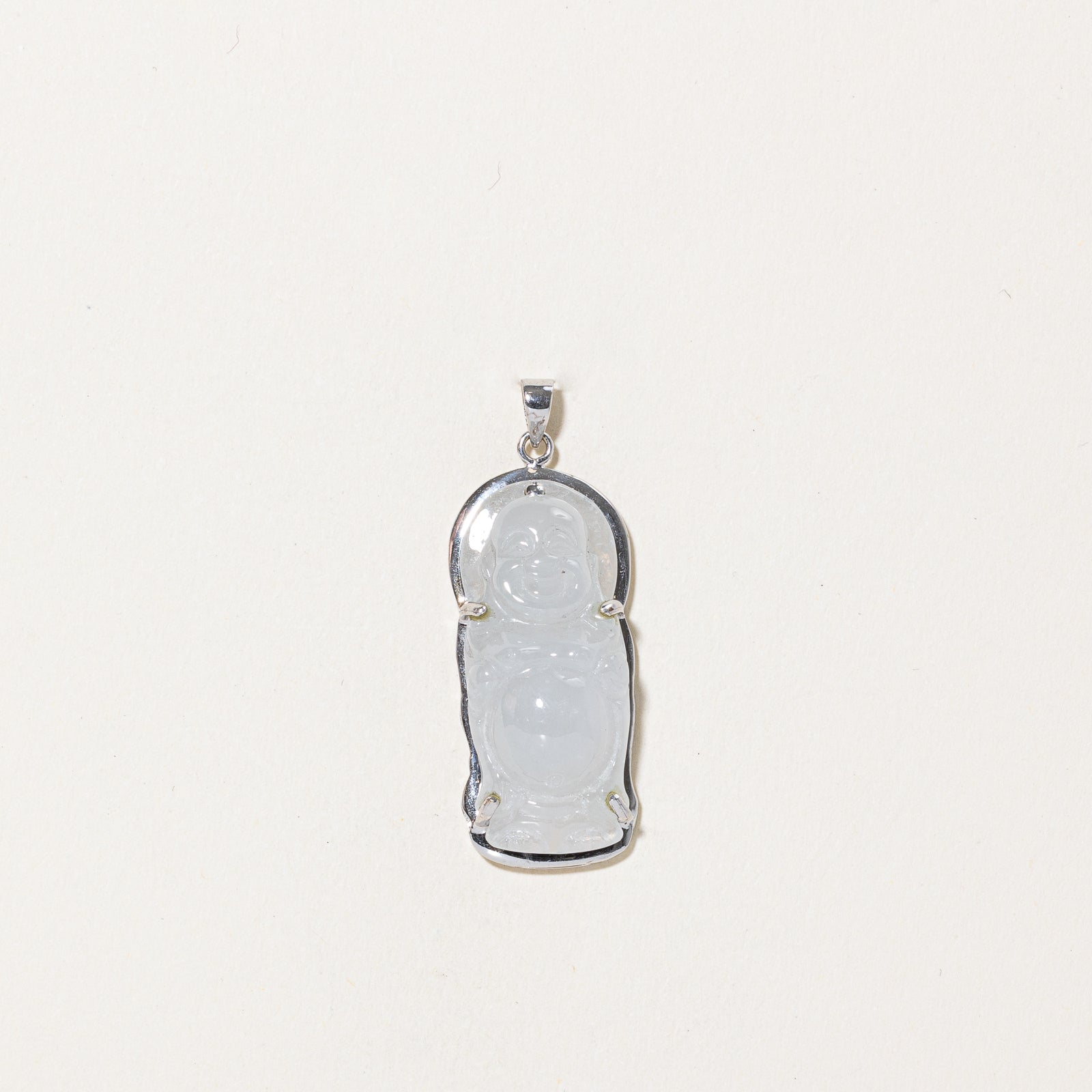 Carved Grey Jadeite Buddha Pendant | 21.00ct