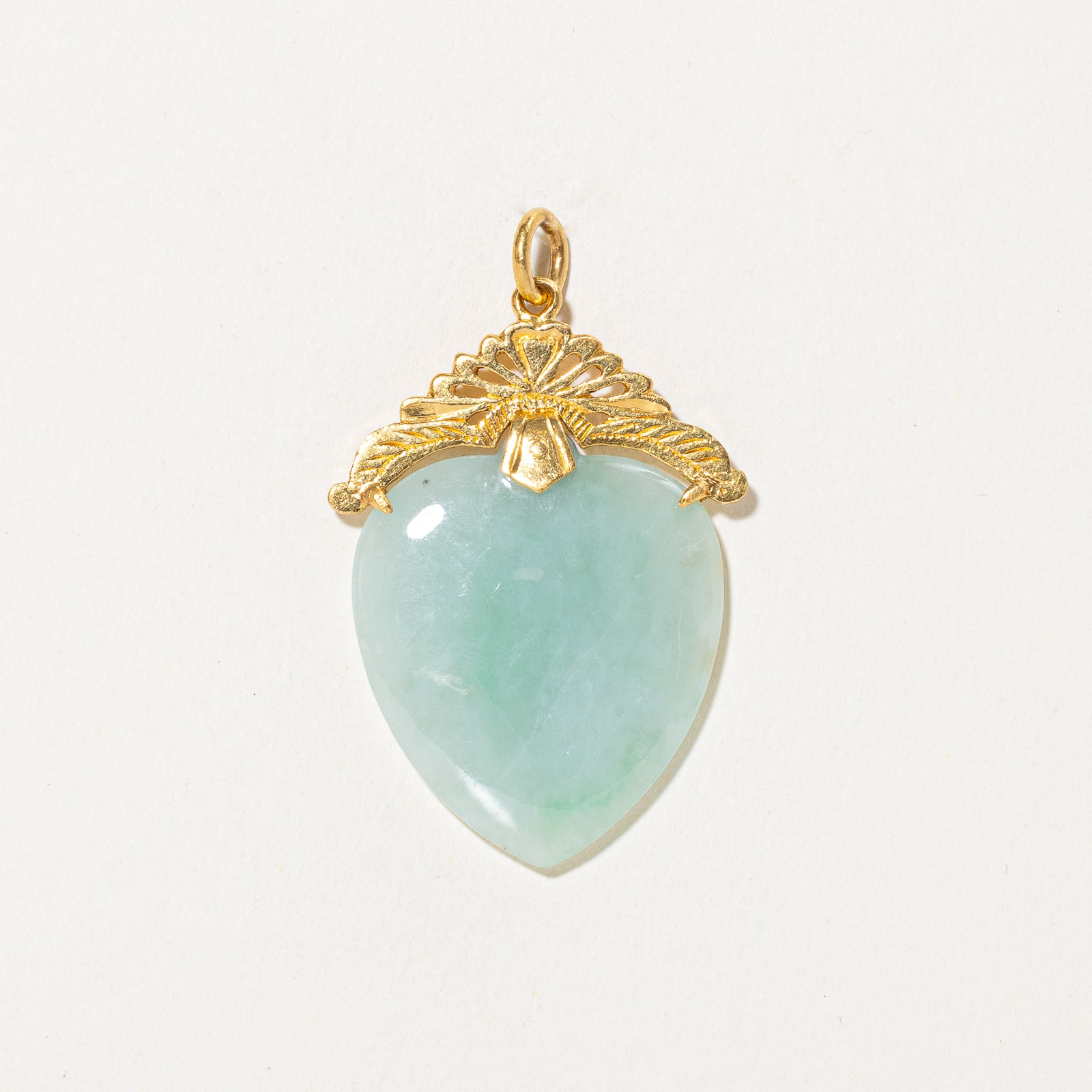 24k Heart Cut Jadeite Pendant | 35.00ct