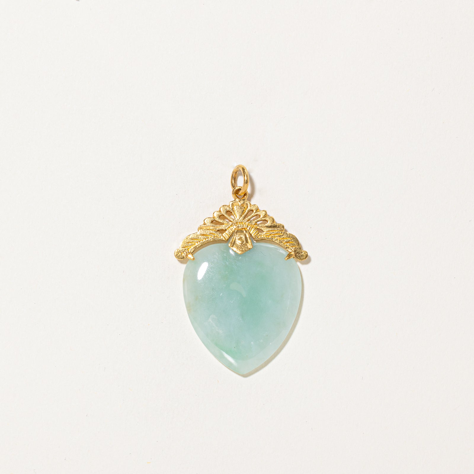 24k Heart Cut Jadeite Pendant | 35.00ct