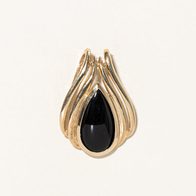 Pear Cabochon Onyx Grooved Pendant | 5.00ct