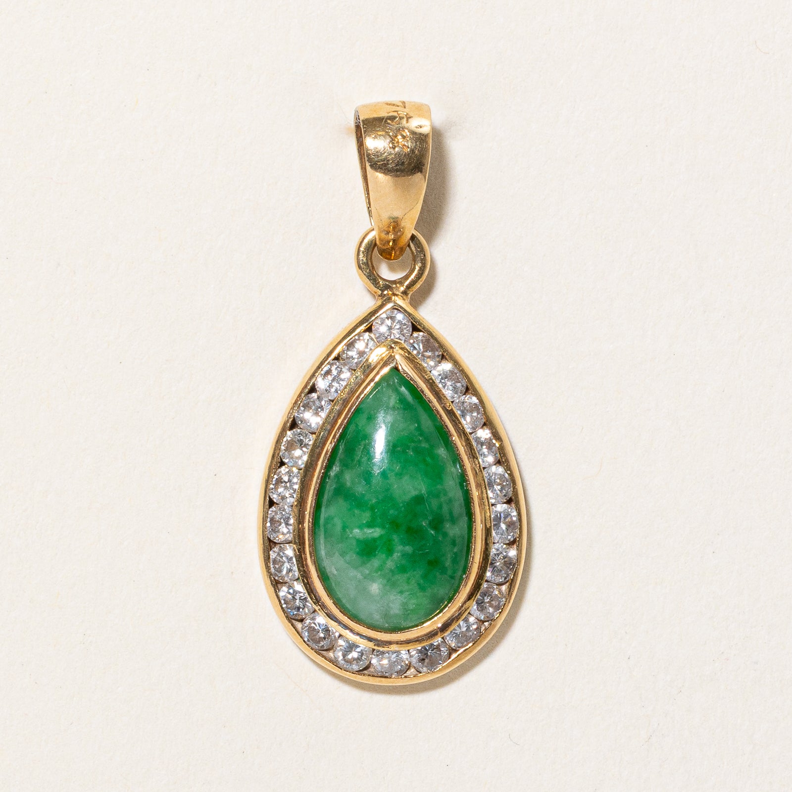 Jadeite & Diamond Halo Pear Shaped Pendant | 2.90ct, 0.60ctw