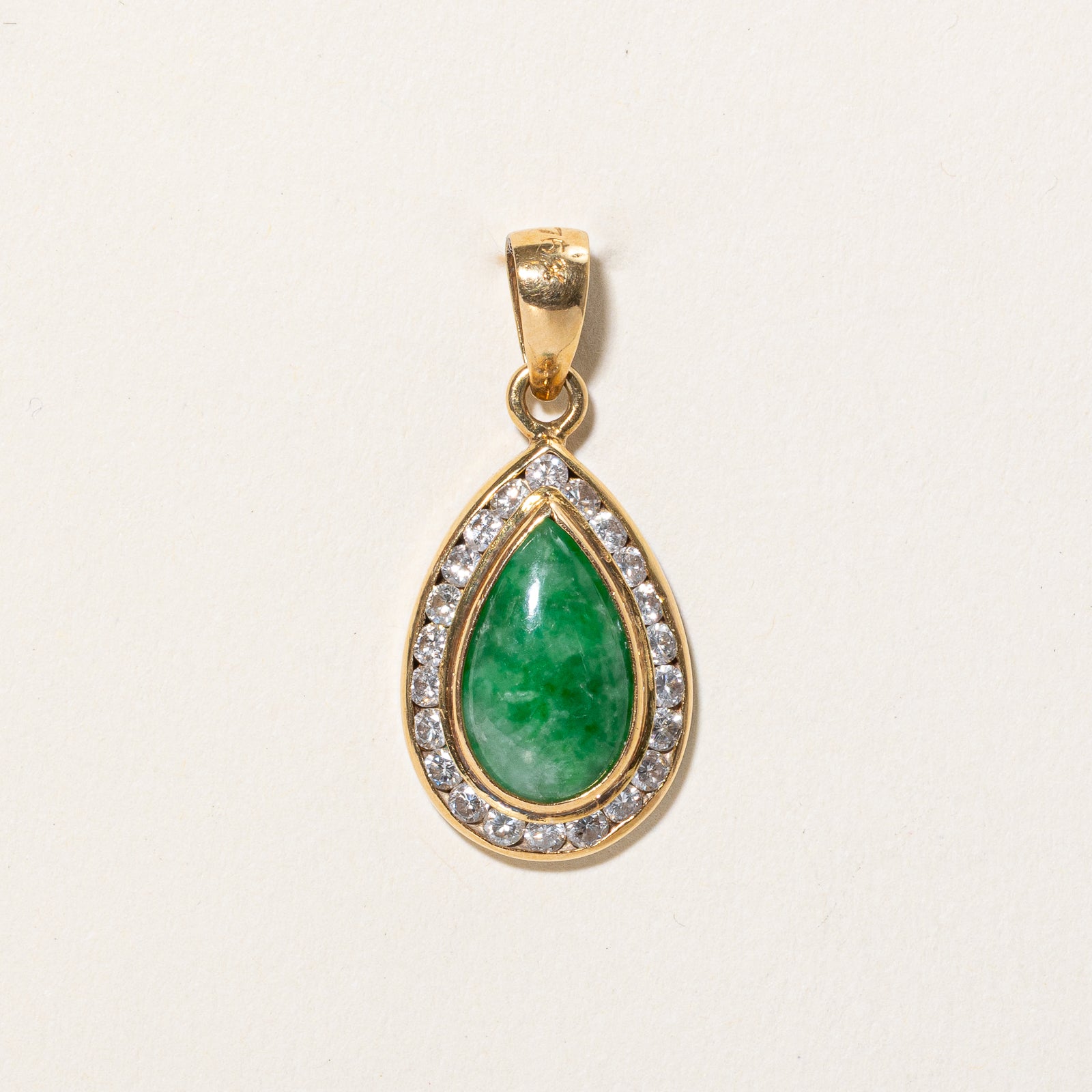 Jadeite & Diamond Halo Pear Shaped Pendant | 2.90ct, 0.60ctw
