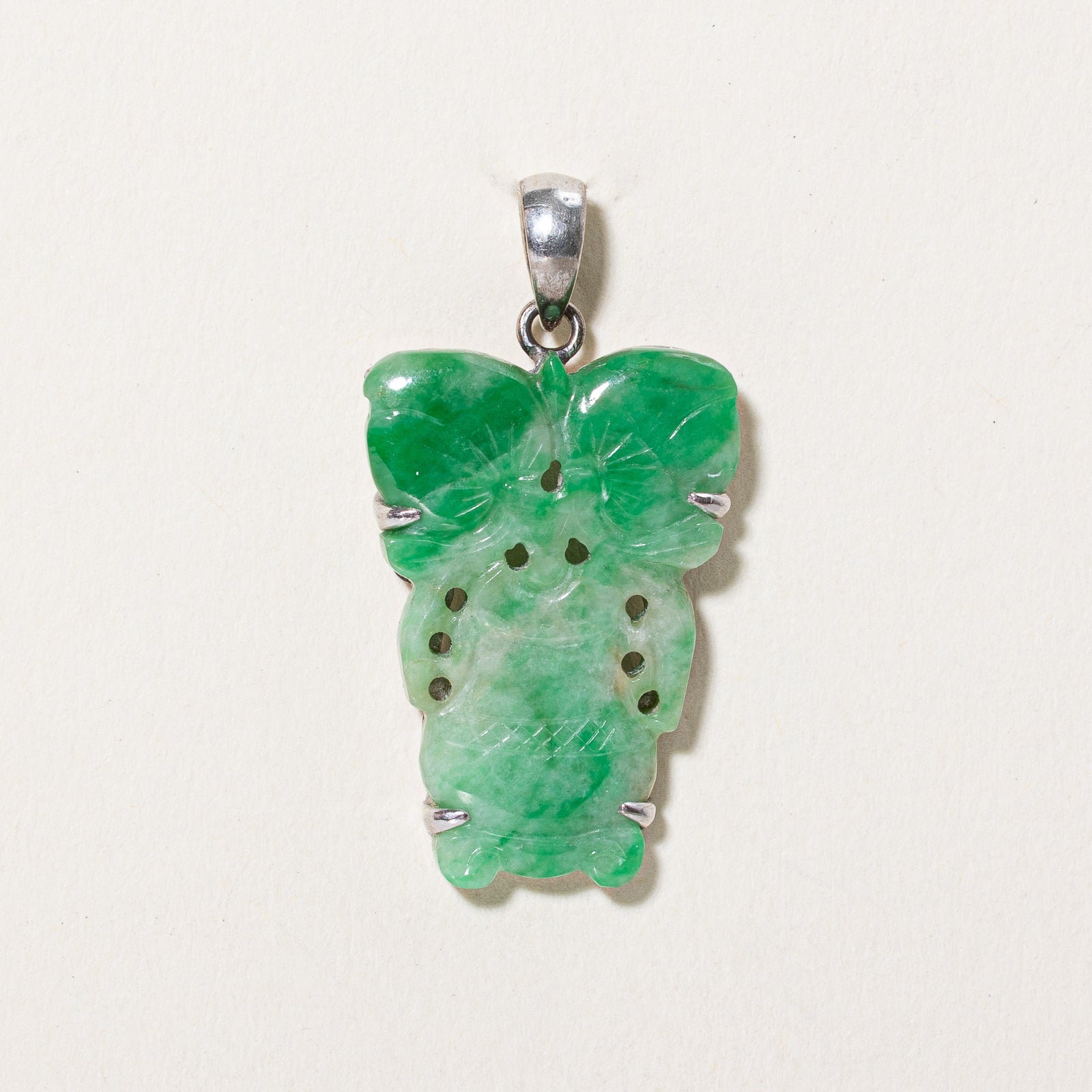 Carved Floral Jadeite Pendant | 8.50ct