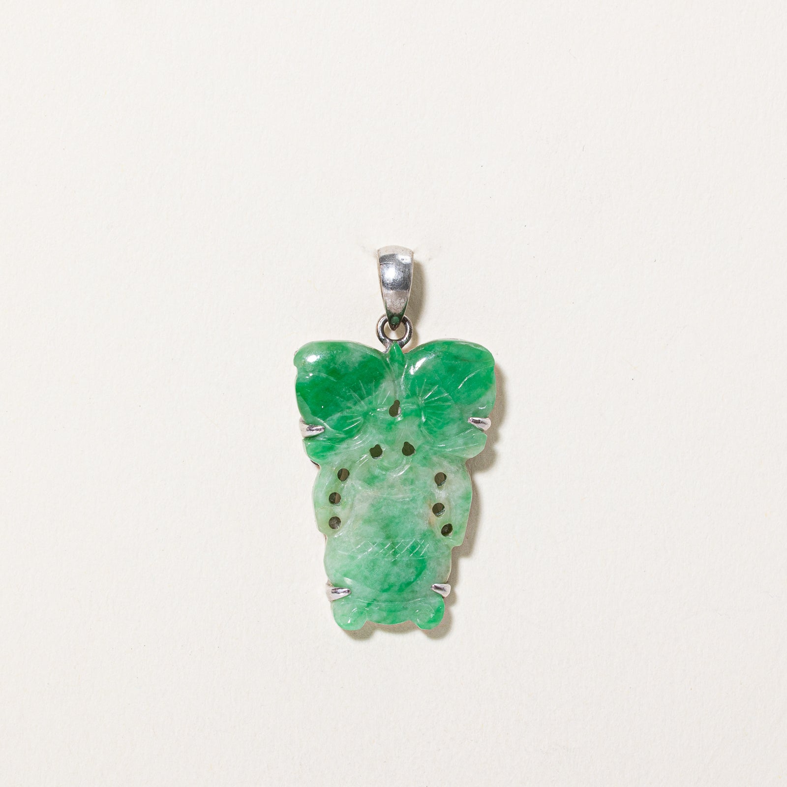 Carved Floral Jadeite Pendant | 8.50ct