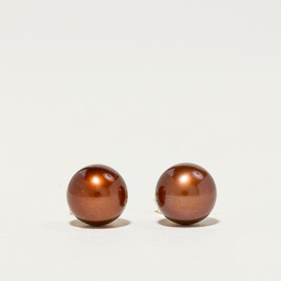 Chocolate Pearl Stud Earrings