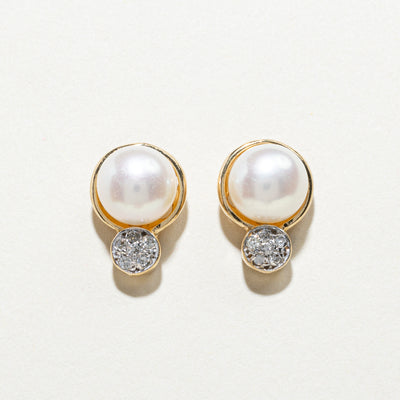Pearl & Diamond Stud Earrings | 0.14ctw