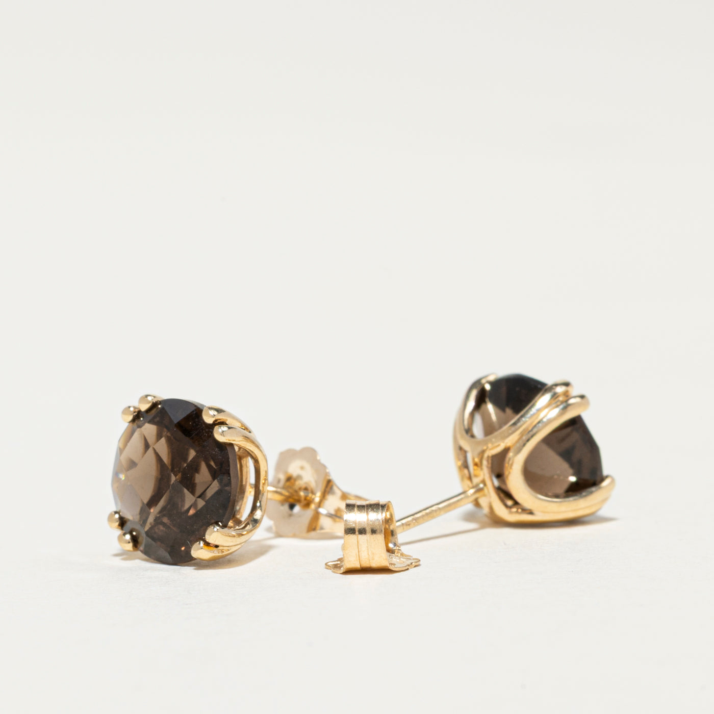 14K Smoky Quartz Stud Earrings | 3.50ctw
