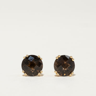 14K Smoky Quartz Stud Earrings | 3.50ctw