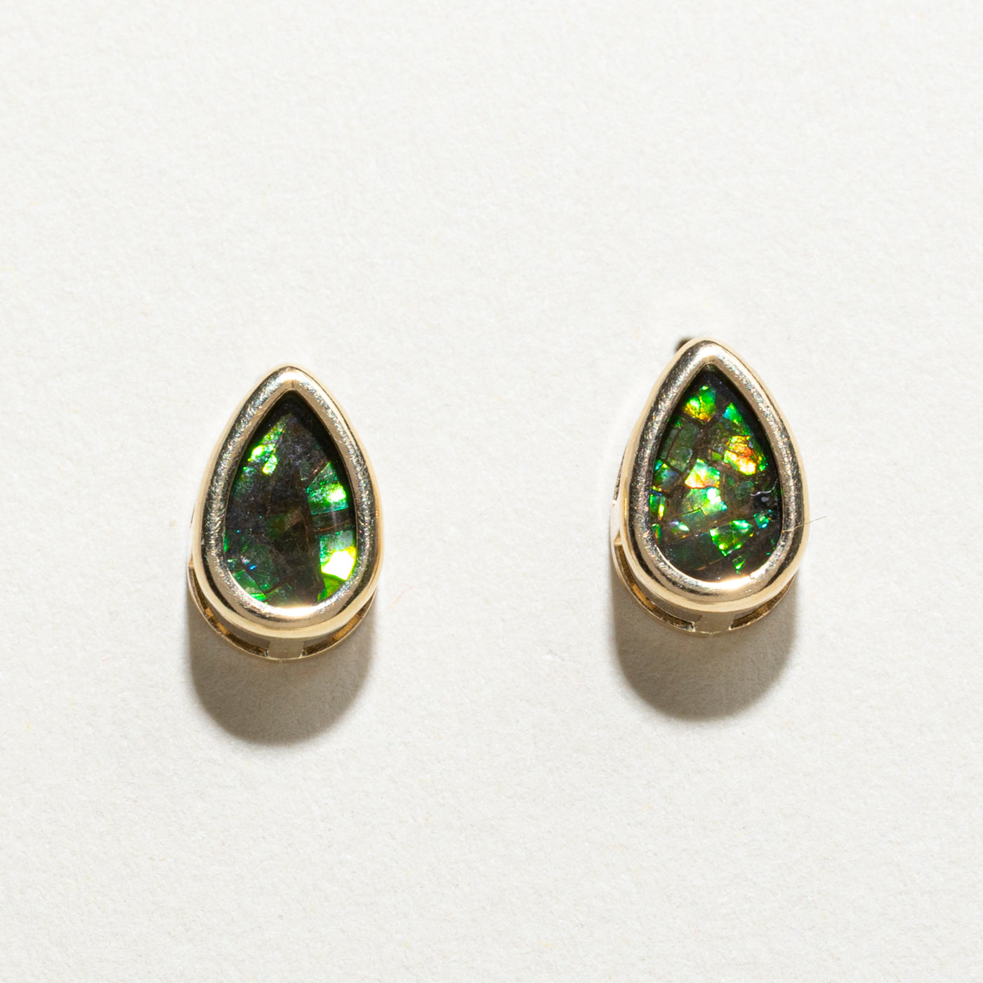 14K Pear Cut Ammolite Stud Earrings | 0.80ctw