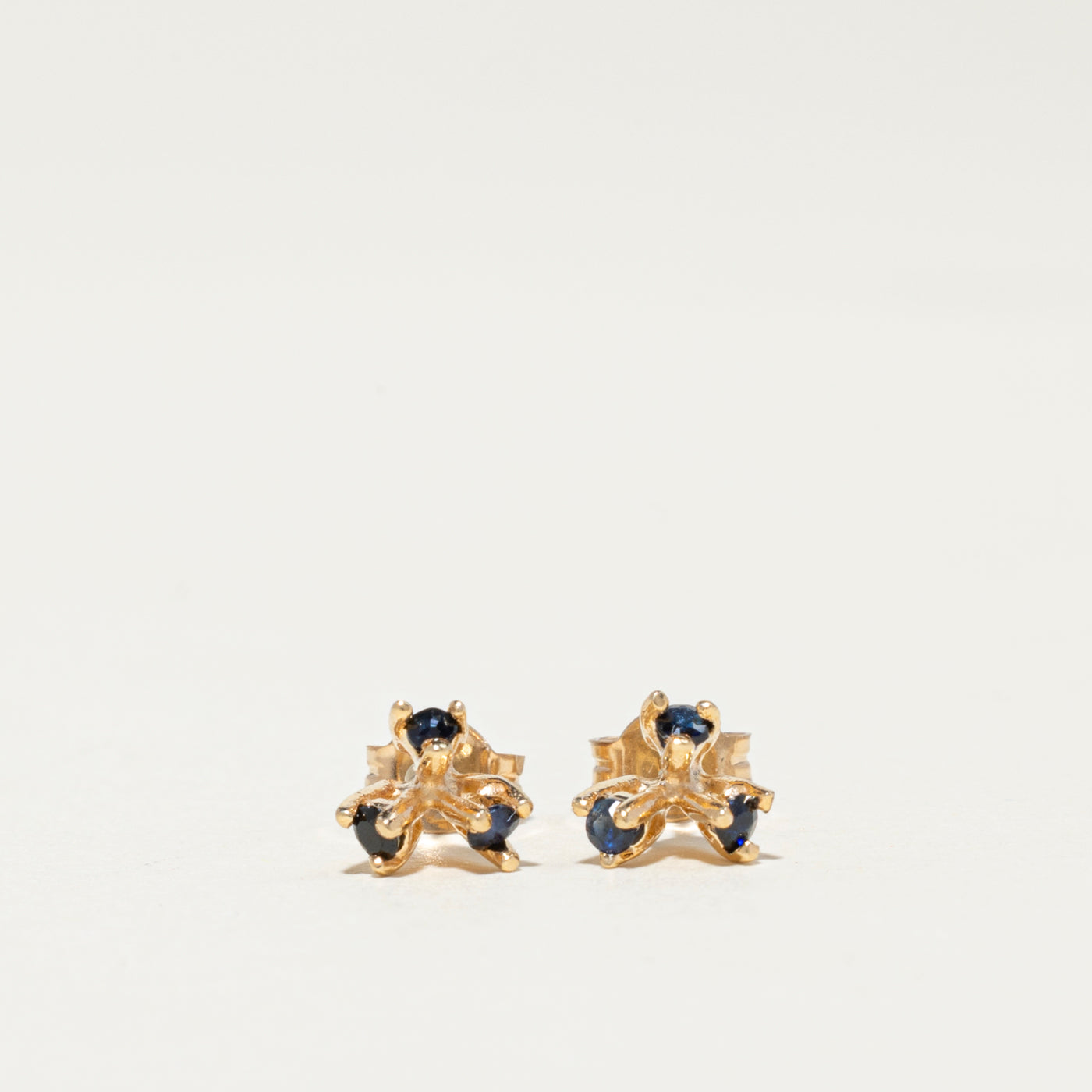 10K Sapphire Cluster Stud Earrings | 0.18ctw