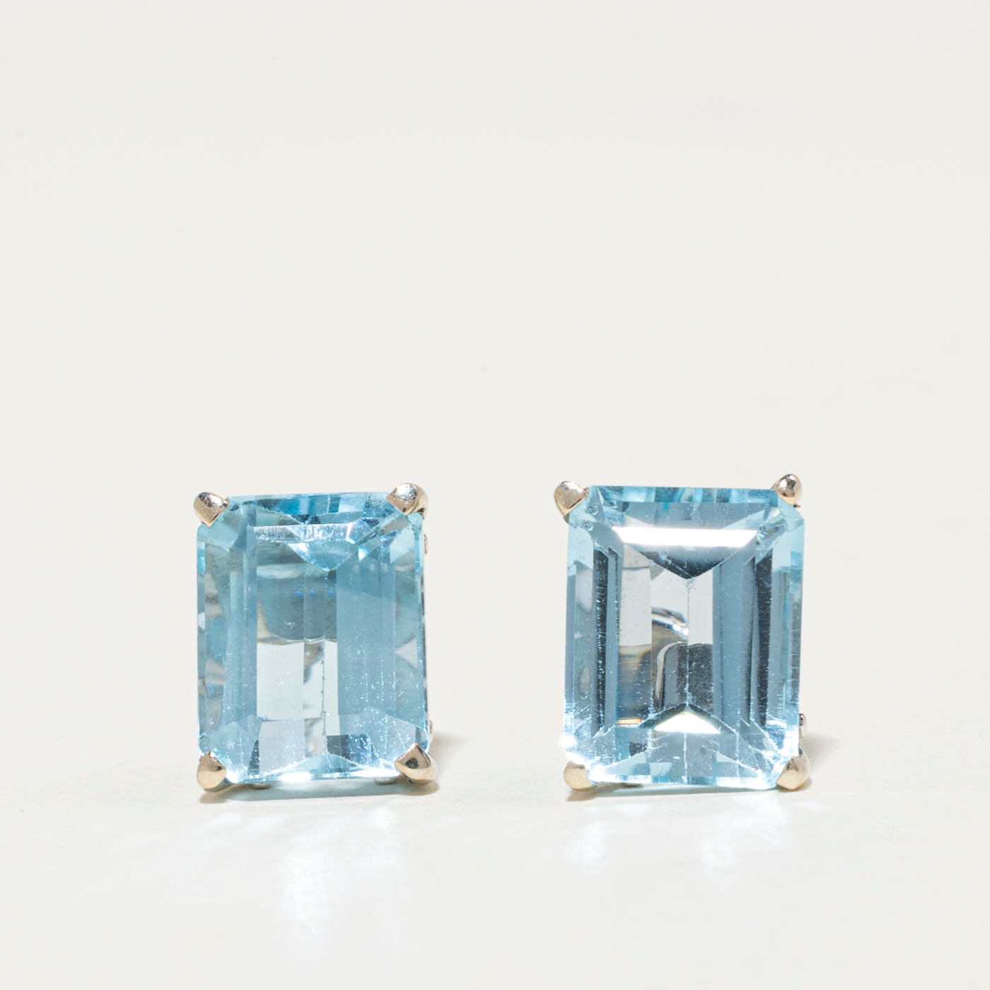 14K Blue Topaz Stud Earrings | 8.00ctw