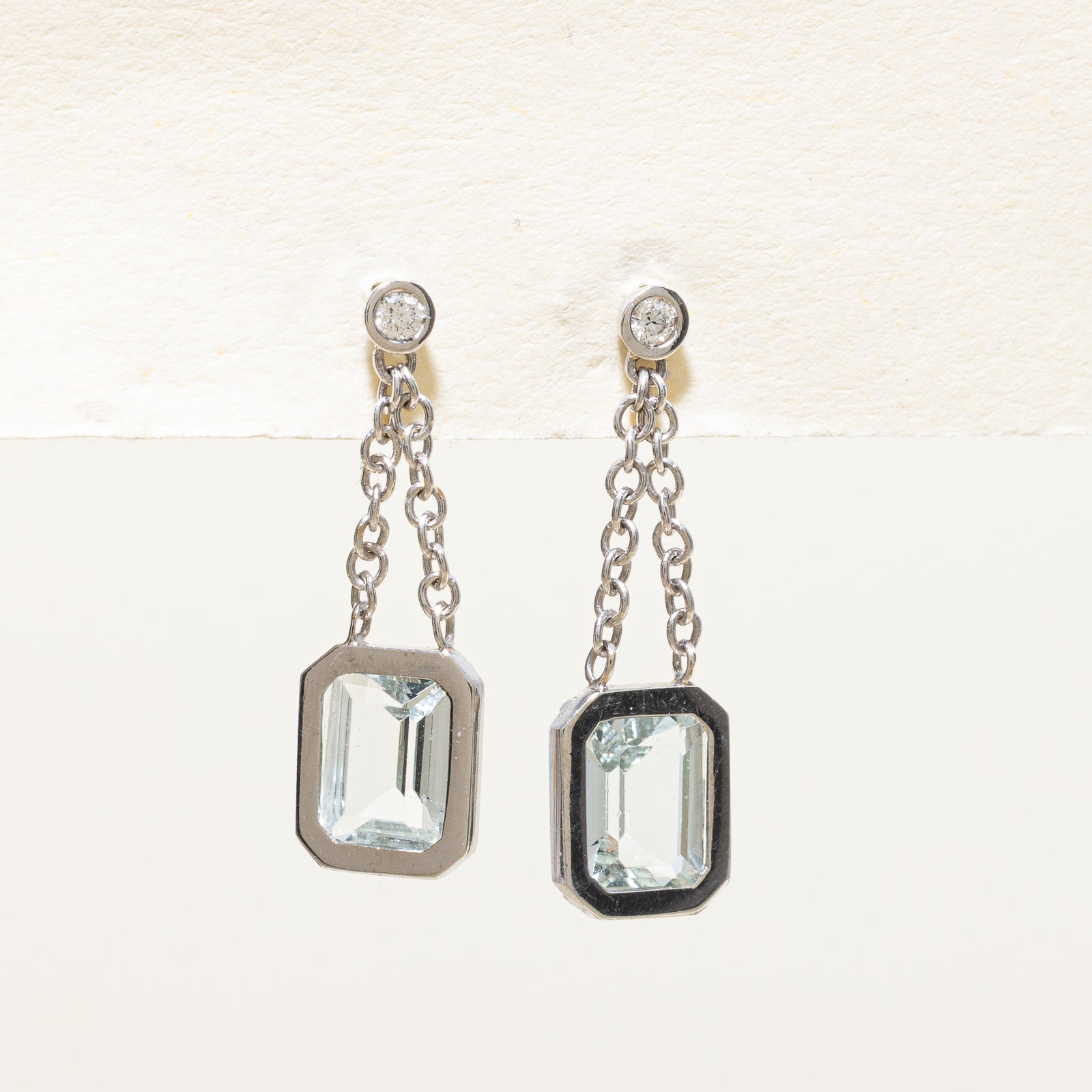Boucles d'oreilles pendantes en aigue-marine et diamants | 1,80 ct, 0,04 ct