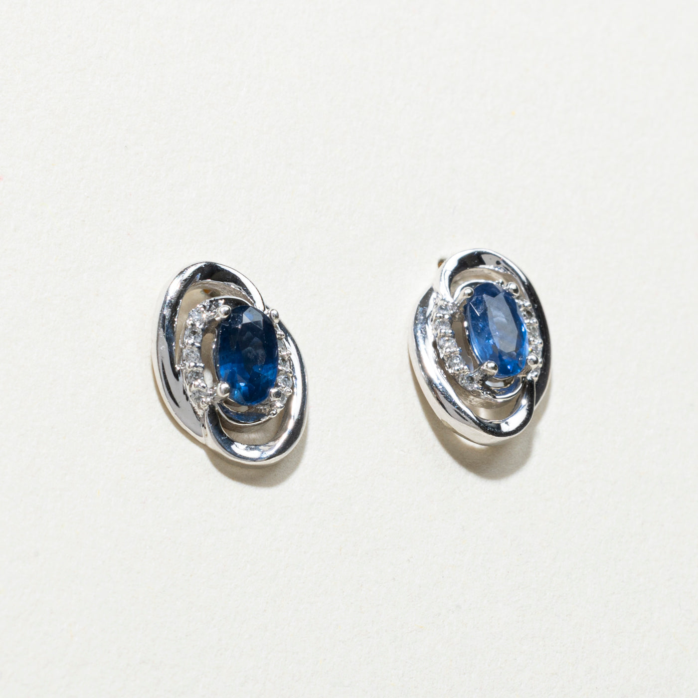Sapphire & Diamond Stud Earrings | 0.44ctw, 0.04ctw