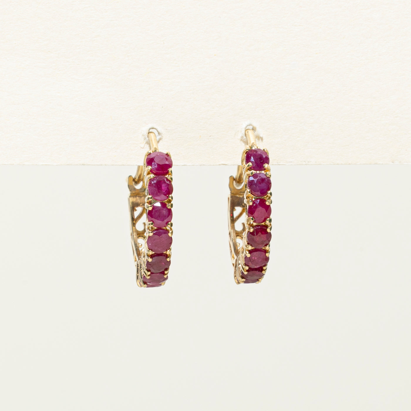 10K Ruby Hoop Earrings | 2.08ctw