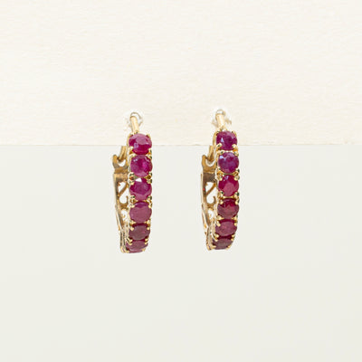 10K Ruby Hoop Earrings | 2.08ctw