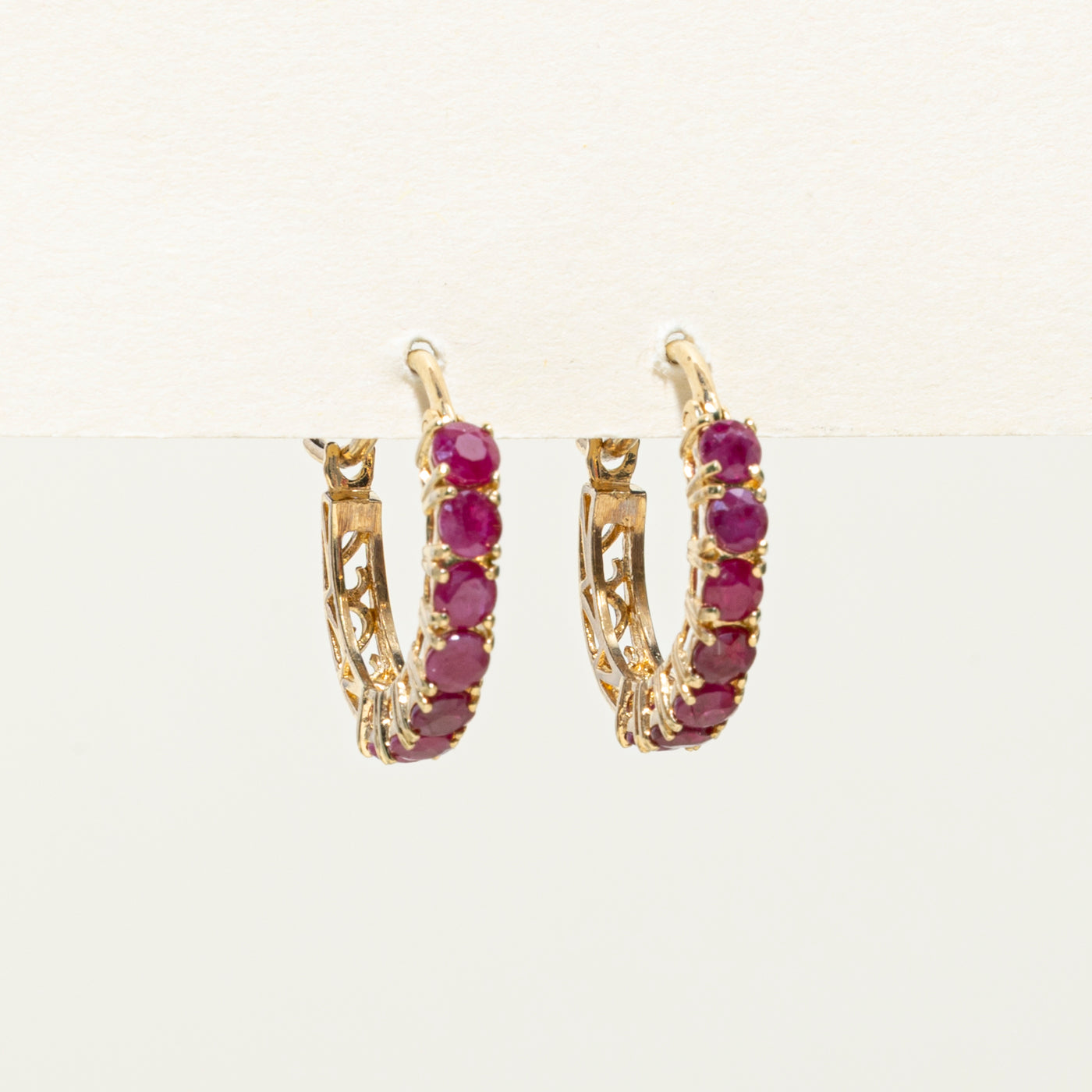 10K Ruby Hoop Earrings | 2.08ctw