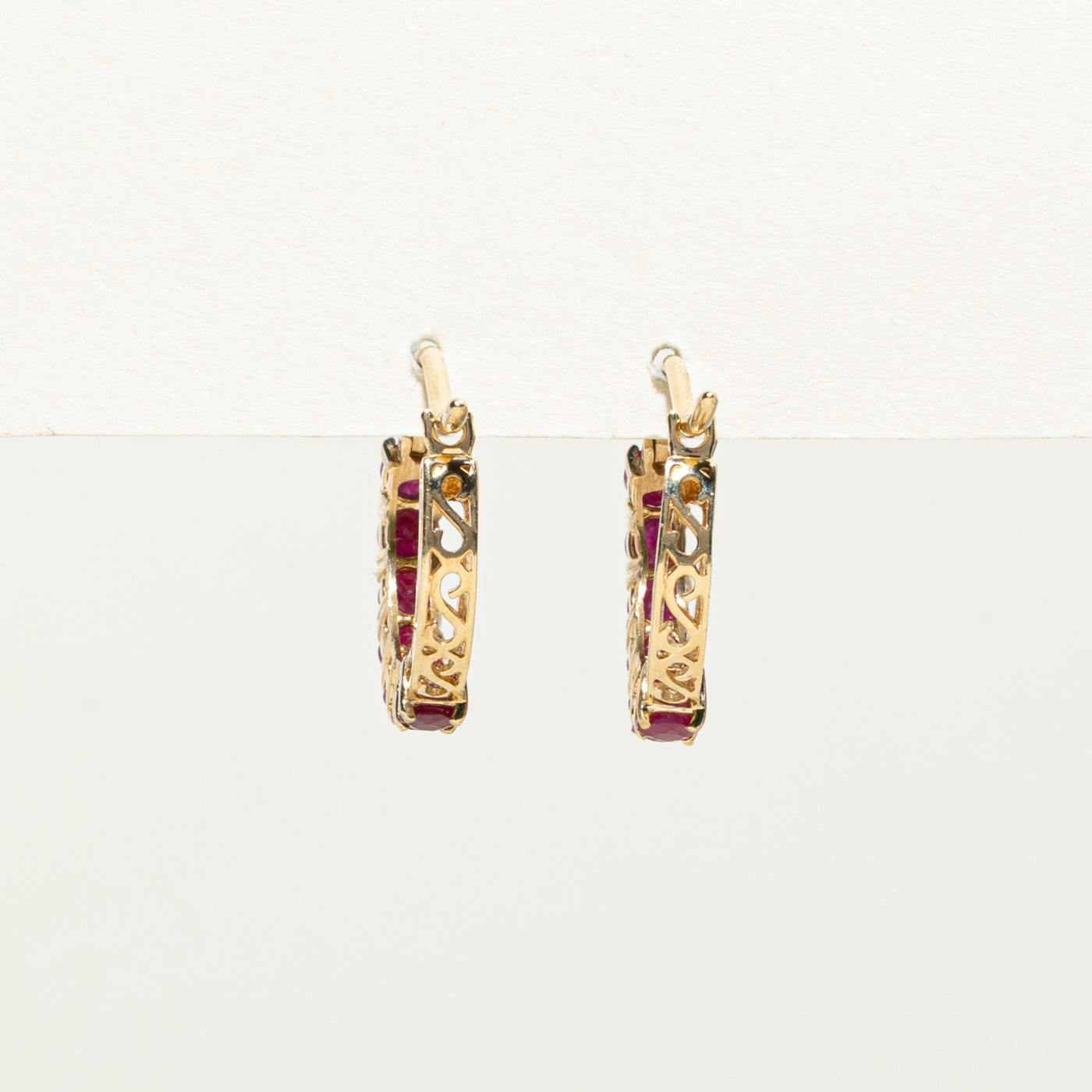 10K Ruby Hoop Earrings | 2.08ctw