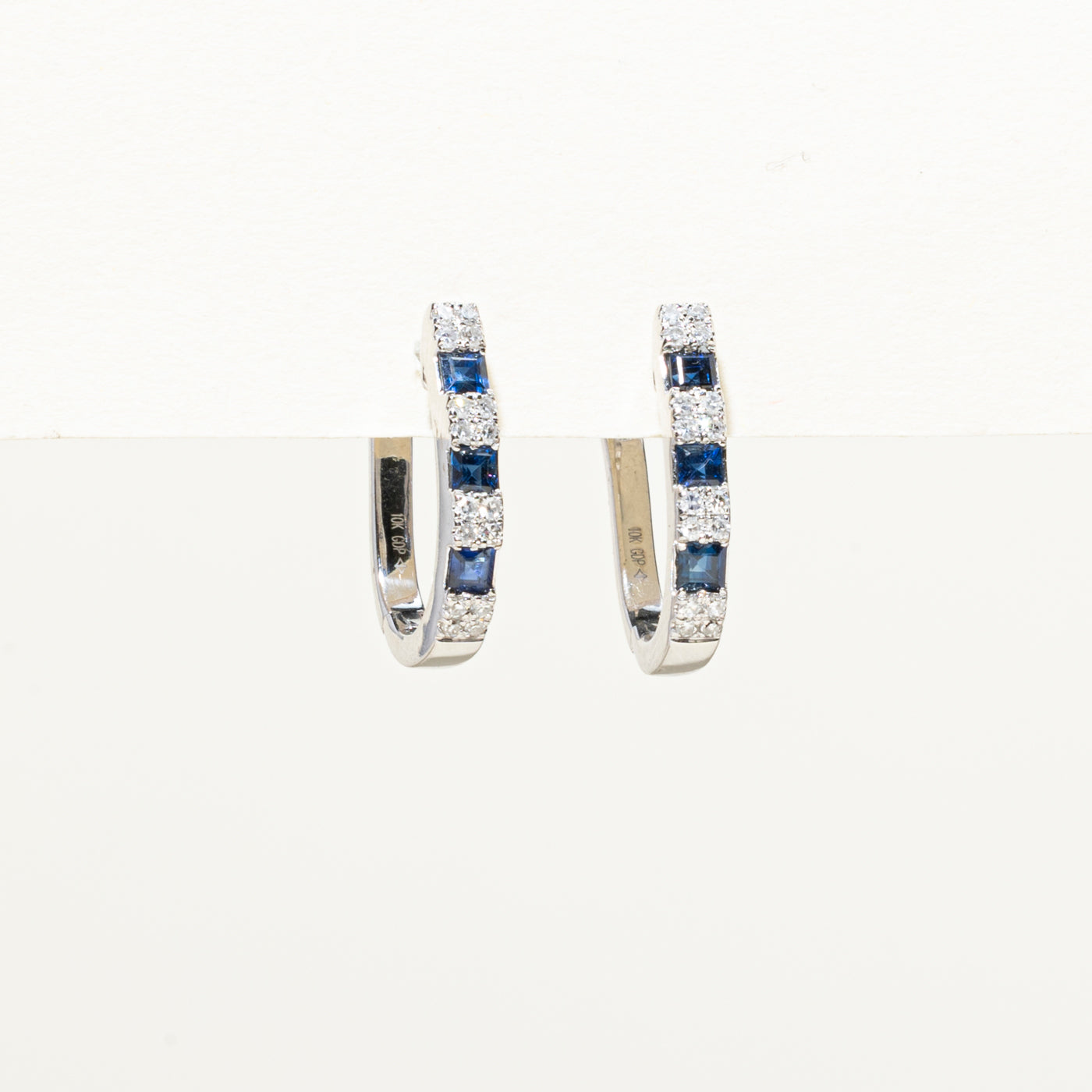Boucles d'oreilles créoles saphir et diamants | 0,24 ct, 0,16 ct