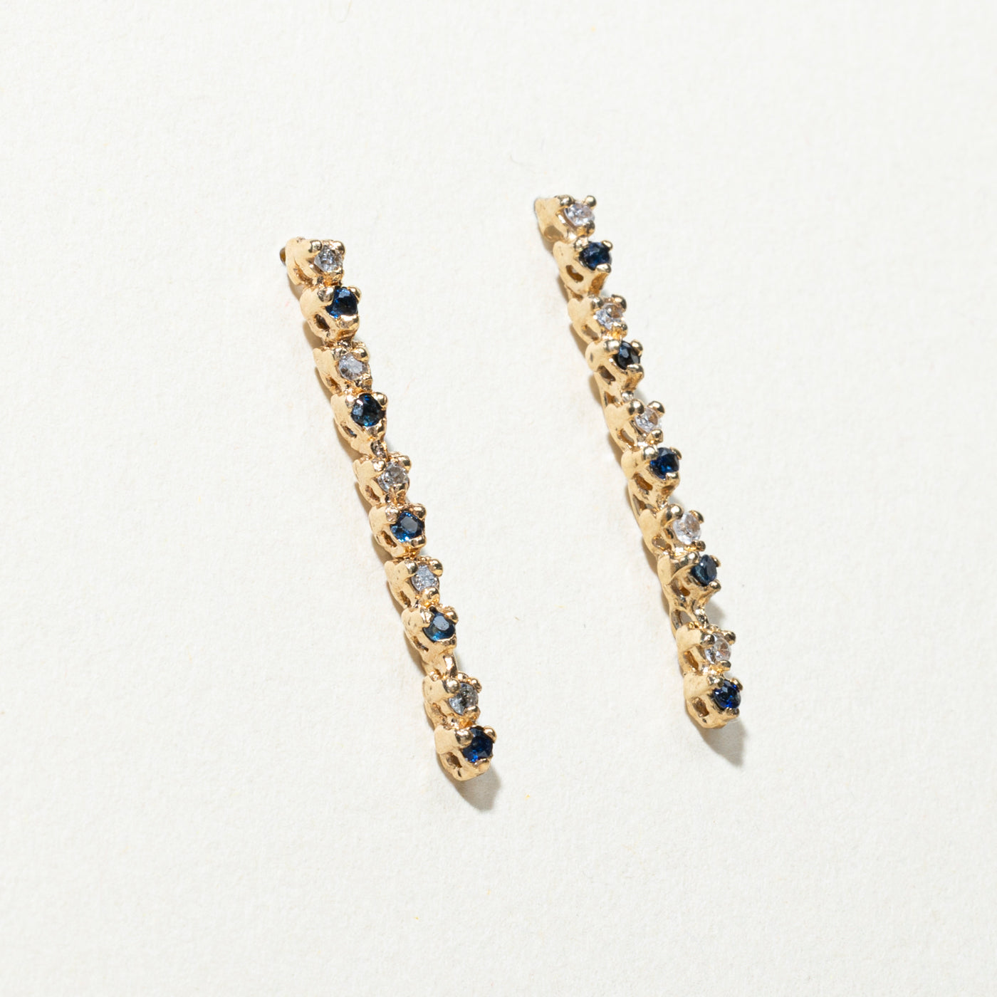 Sapphire & Diamond Drop Earrings | 0.30ctw, 0.10ctw