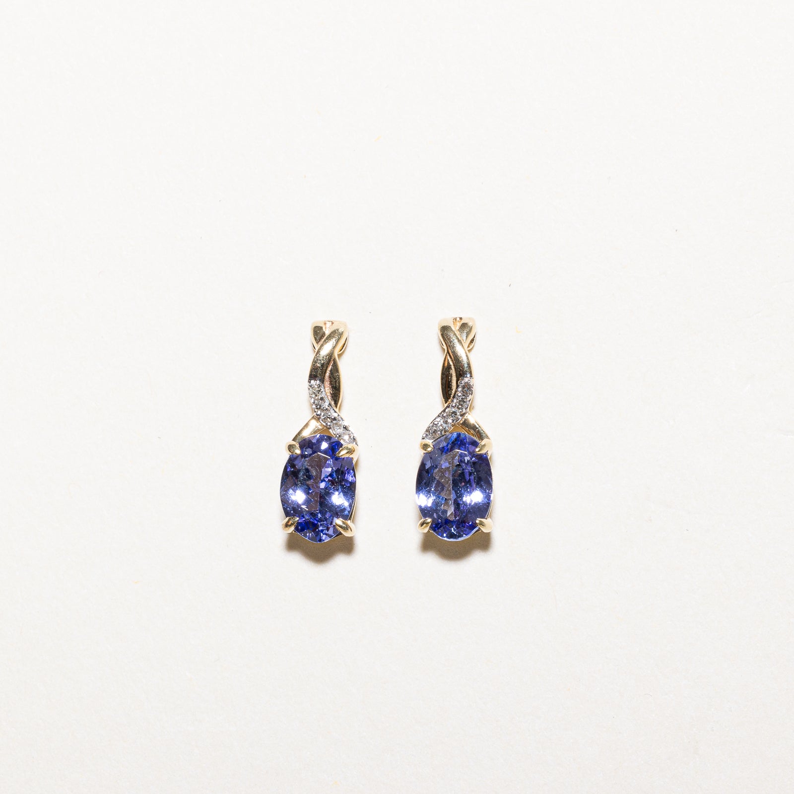 Oval Cut Tanzanite & Diamond Drop Earrings | 1.00ctw | 0.03ctw |