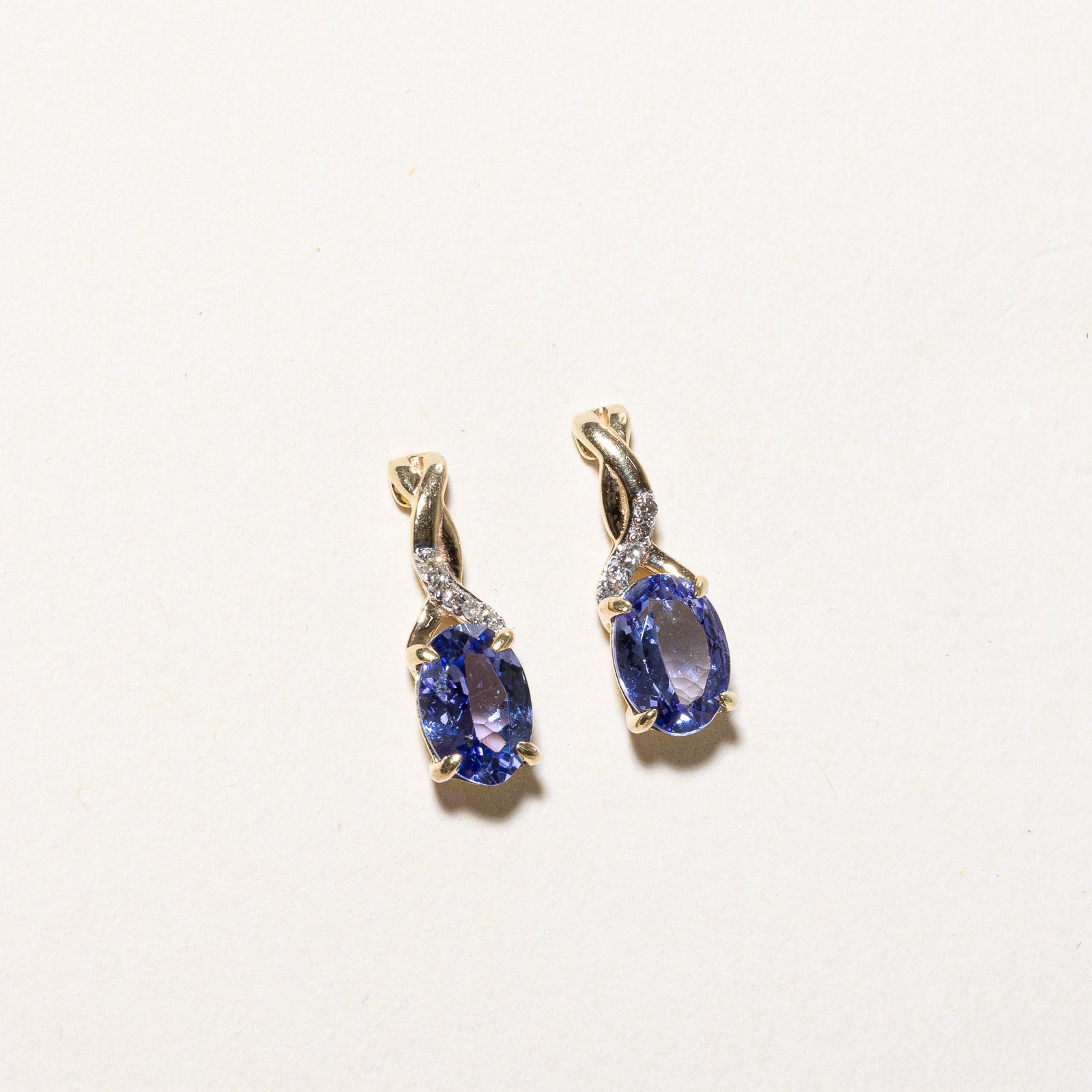 Oval Cut Tanzanite & Diamond Drop Earrings | 1.00ctw | 0.03ctw |