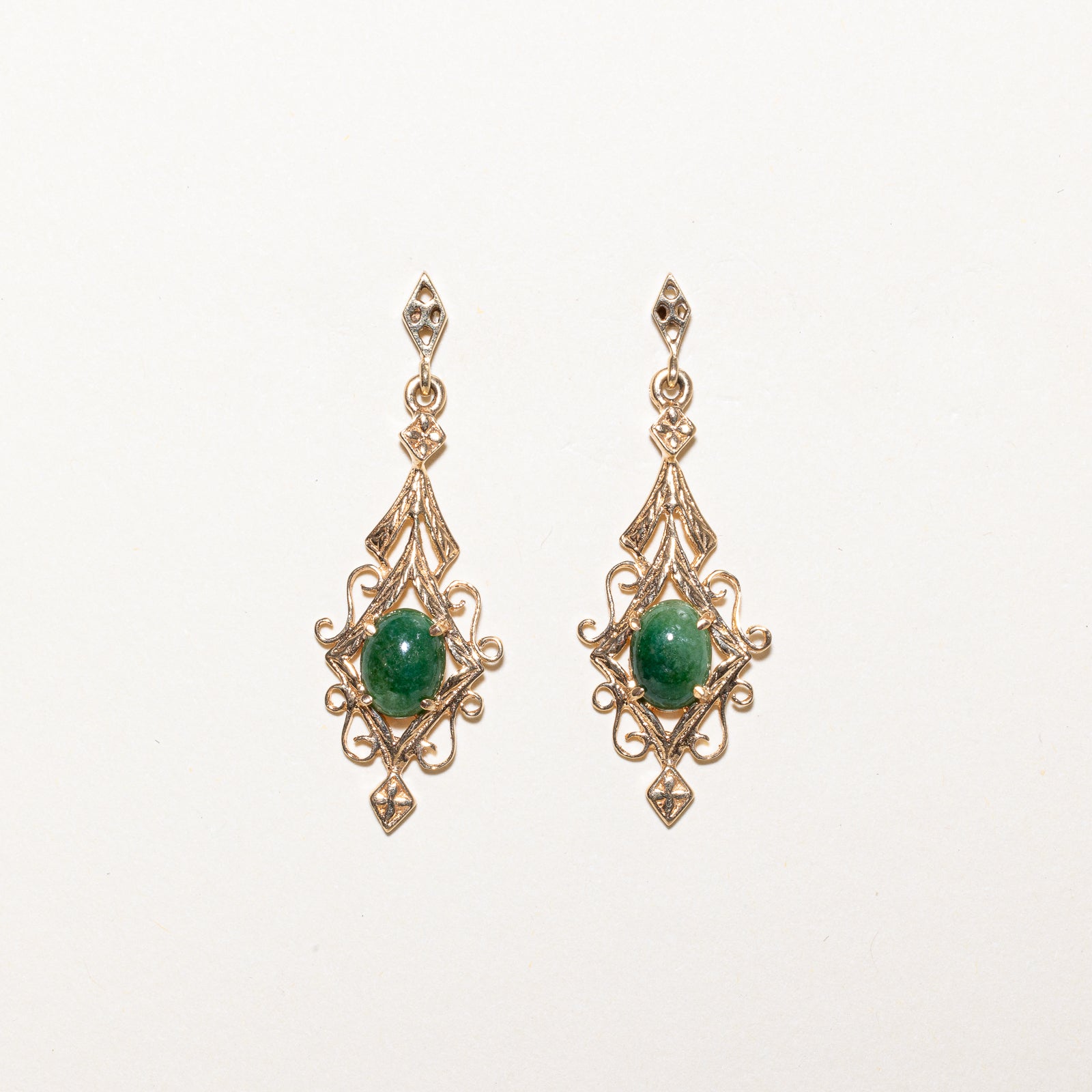 Ornate Jade Drop Earrings | 2.00ctw