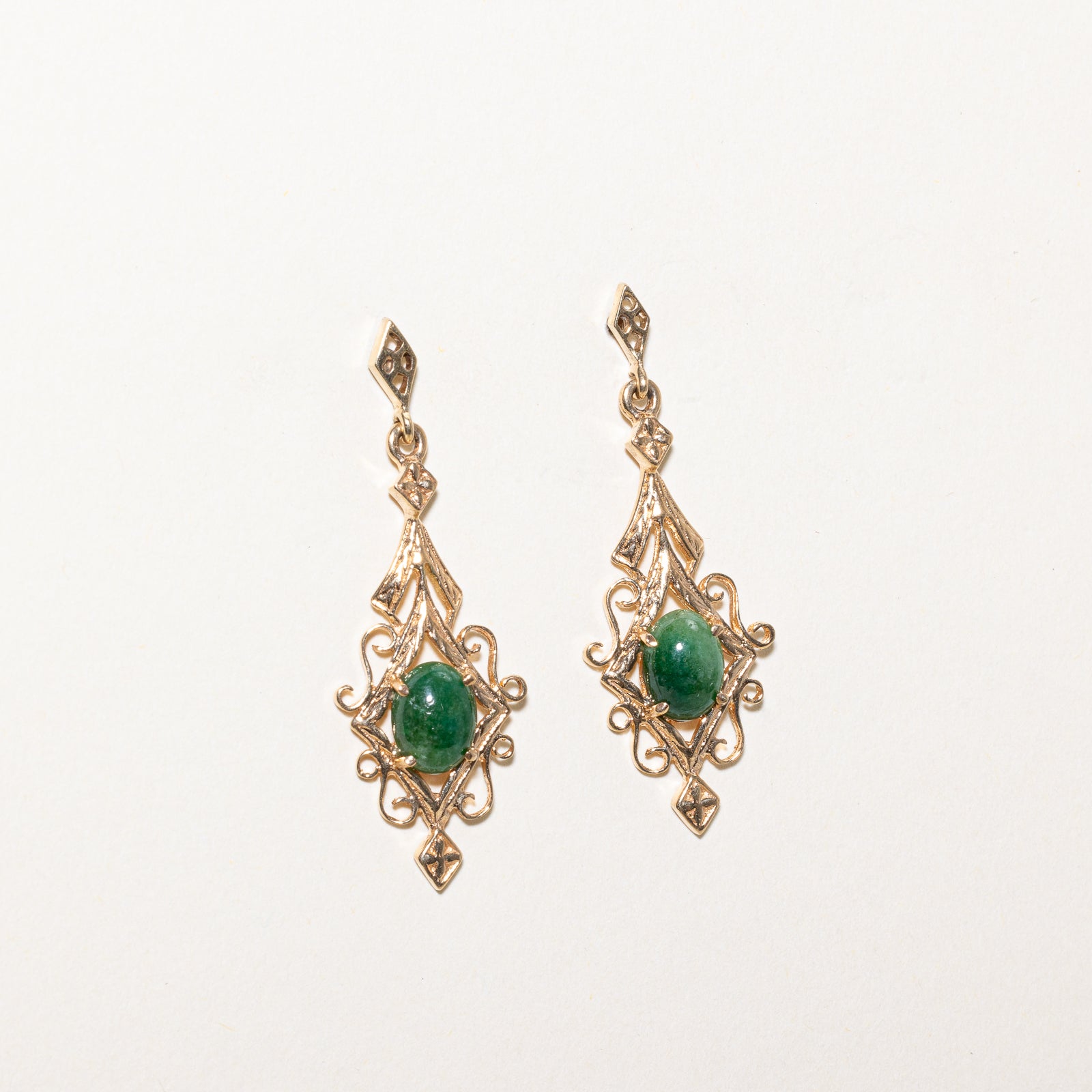 Ornate Jade Drop Earrings | 2.00ctw